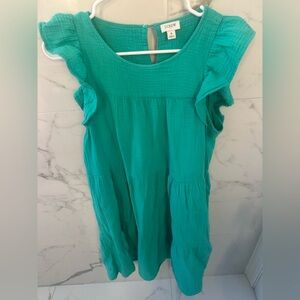 J. Crew Teal Ruffle Sleeve Kids Dress